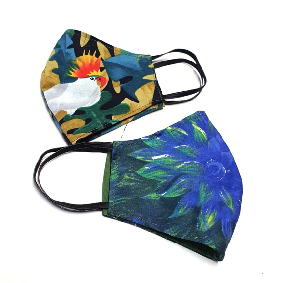 2 Tropical &  Parrot Print Cotton Adult Face Mask - Picture 7 of 7